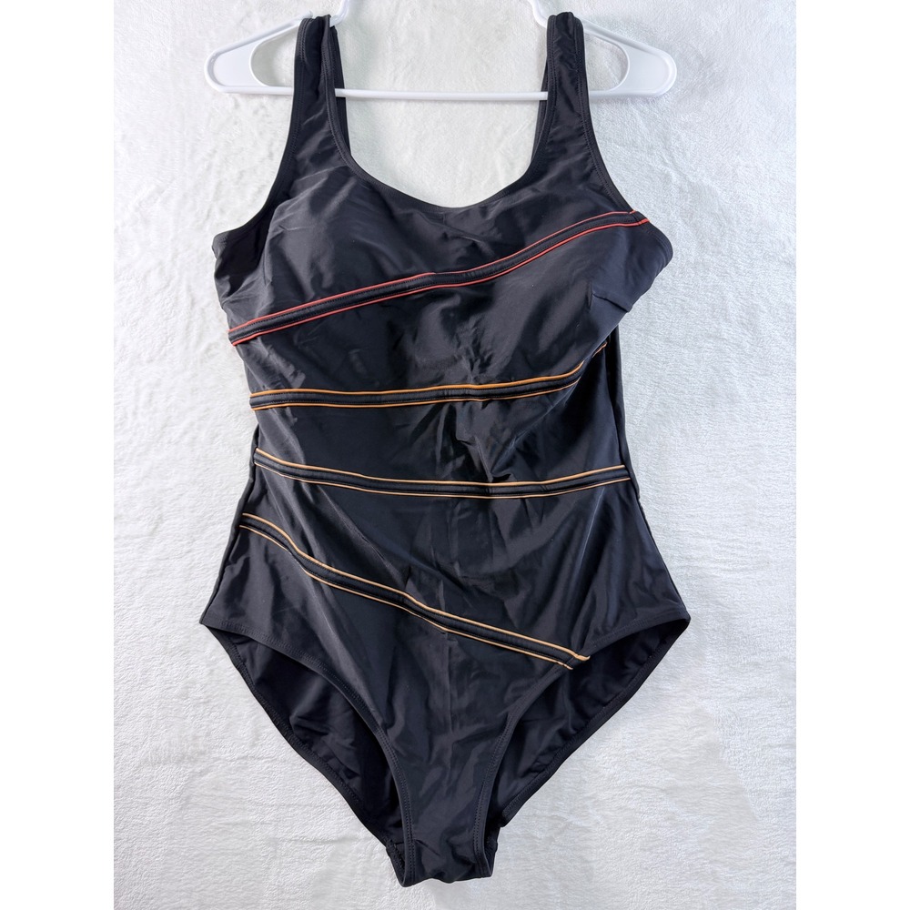 Athletic One Piece Swimsuit Diagonal Piping bpc selection Size 12